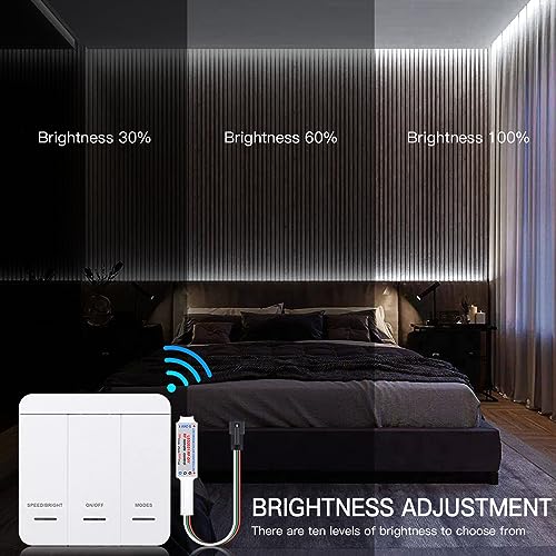 Image of 10m /Roll Running Water Flowing LED Strip Light 24V 1200LED Touch Panel Controller White LED Strip Lights 6500K Horse Running Race LED Tape Light for Home Bedroom Decor