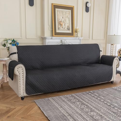 Housse de canapé matelassée imperméable 3 places gris clair lavable en machine - 8