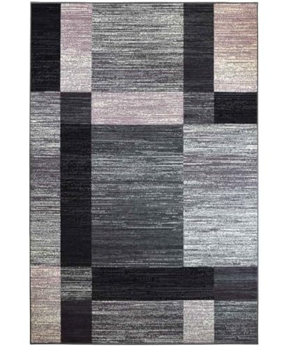 Tapis moderne géométrique contemporain design 4626 gris violet 160 x 230 cm tapis salon, chambre...