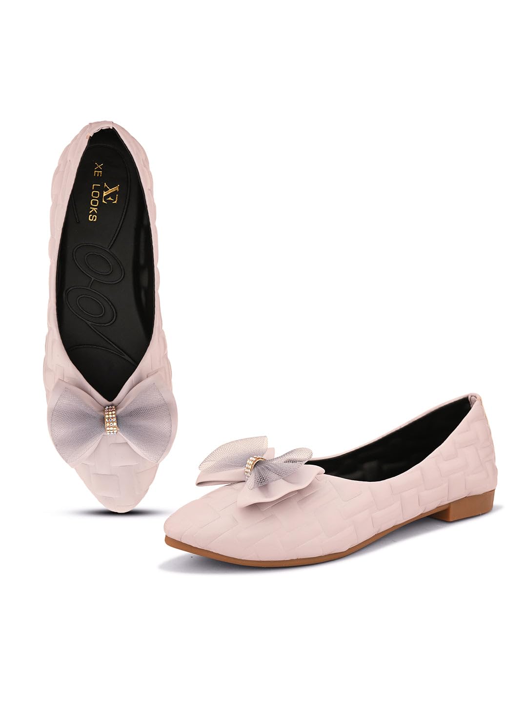 XE Looks Lavender Textured Flats with Mesh Bow – Elegant Design, Comfortable Fit, Perfect for Adding a Chic Touch to Outfits for Girls & Womens (B0DGXHYMWB) Amazon Price History, Amazon Price Tracker