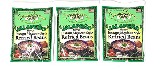 Casa Corona Jalapeno Instant Mexican Style Refried Beans 3 bags - 6 Ounces Each