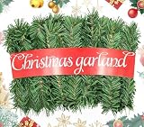 Christmas Garland, 54FT Artificial Soft Green Realistic Pine Greenery for Indoor Outdoor Xmas Mantle, Staircase, Door & Wall Decor