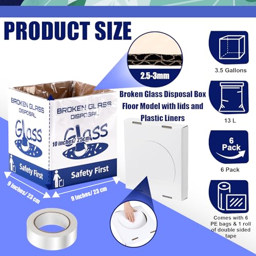 Image of Resurhang 6 Sets Cardboard Broken Glass Disposal Box Floor Model Laboratory Safe Trash Can for Glass Sharps Disposable Garbage Disposal Container Cartons Trash Bins (9 inch L X 9 inch W X 10 inch H)