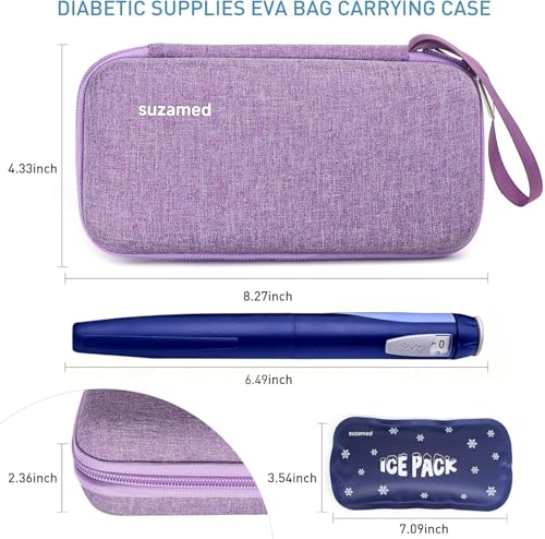 Image of Insulin Cooler Travel Case,EVA Insulation Travel Medicine Kit with 2 Ice Packs for Diabetes Care,Insulin Pen and Other Diabetic Supplies (Purple)