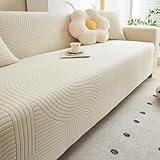 GPRL Hochelastischer Sofabezug Mit 1 Kissenbezug Strapazierfähig Und Robust Kratzfest Knitter- Und Fusselfrei Maschinenwaschbar Geeignet Für L-förmige Sofas Und Ecksofas,Weiß(190-230cm)