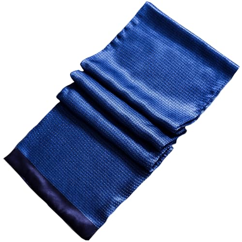 Écharpe en soie hommes foulard long mode écharpes cravate hiver bleu