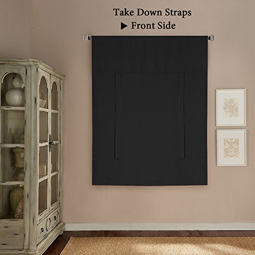 H.Versailtex HVSOLIDBKTIEUP-007 Blackout Curtain For Bathroom Windows Black Tie-Up Shade Curtain Window Valance Balloon Blind  thumb #1