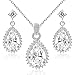 Produktbild Tropfenform Weiß Österreichische Zirkonia Kristalle Hochzeit Schmuck-Set Halskette Anhänger 45 cm Ohrhänger18 kt Weiß Vergoldet
