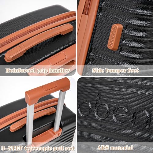 Image of Carry-on Luggage 22x14x9 Airline Approved, 3 Piece Luggage Sets, Black