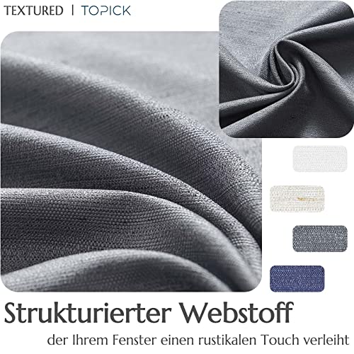 TOPICK Scheibengardinen Küchen Gardinen Blickdicht H90xB65 cm 2er Set Grau – Ansicht 3