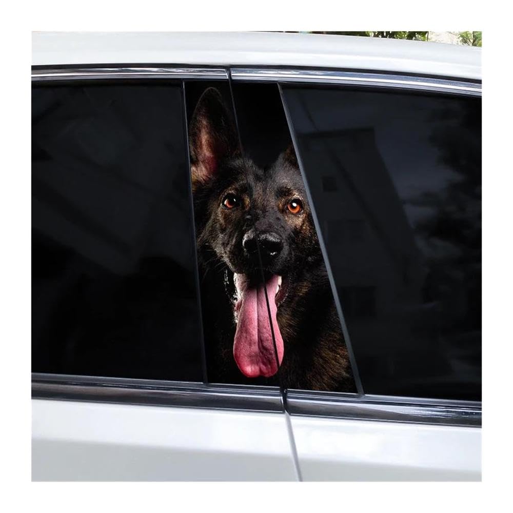 Decorative Items 2pcs Dobermann Shepherd Dog DIY Car Door Pillar Vinyl Decal Covering Scratched(F)