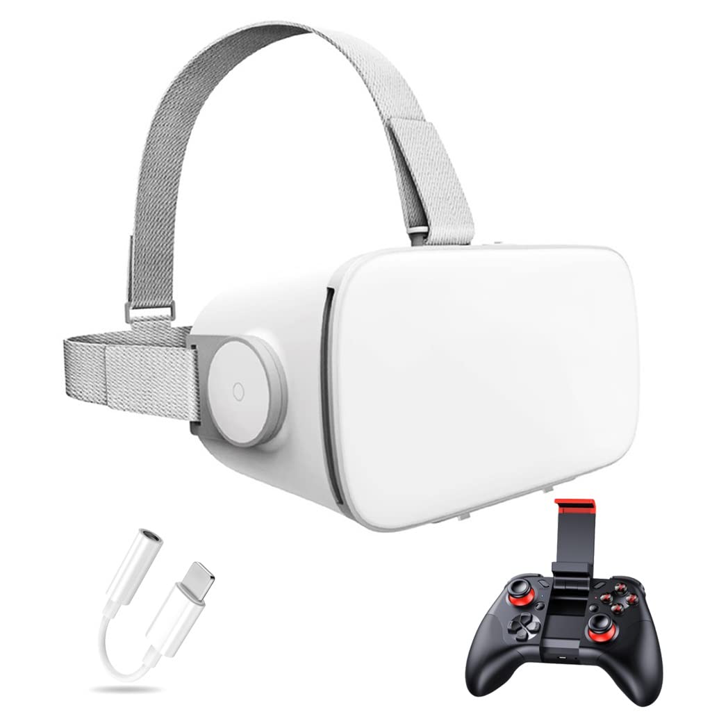 Gafas de Realidad Virtual, 3D VR Gafas con Controlador Bluetooth para Juegos Visión Panorámico VR Glasses para iPhone 13 Pro Max/13 Pro/13/12/11, para Samsung Galaxy S21, Huawei, Xiaomi