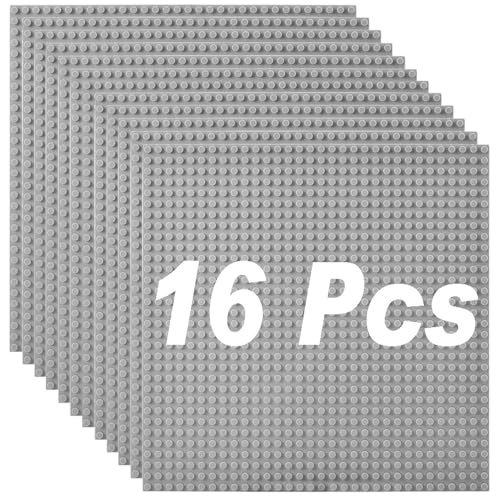 Image of Classic Baseplates Building Plates-10 inch x 10 inch Building Boards,100% Compatible with All Major Brands and Activity Table, Creative Platforms Mats for Toy Bricks (Gray-16, 16 Pack)