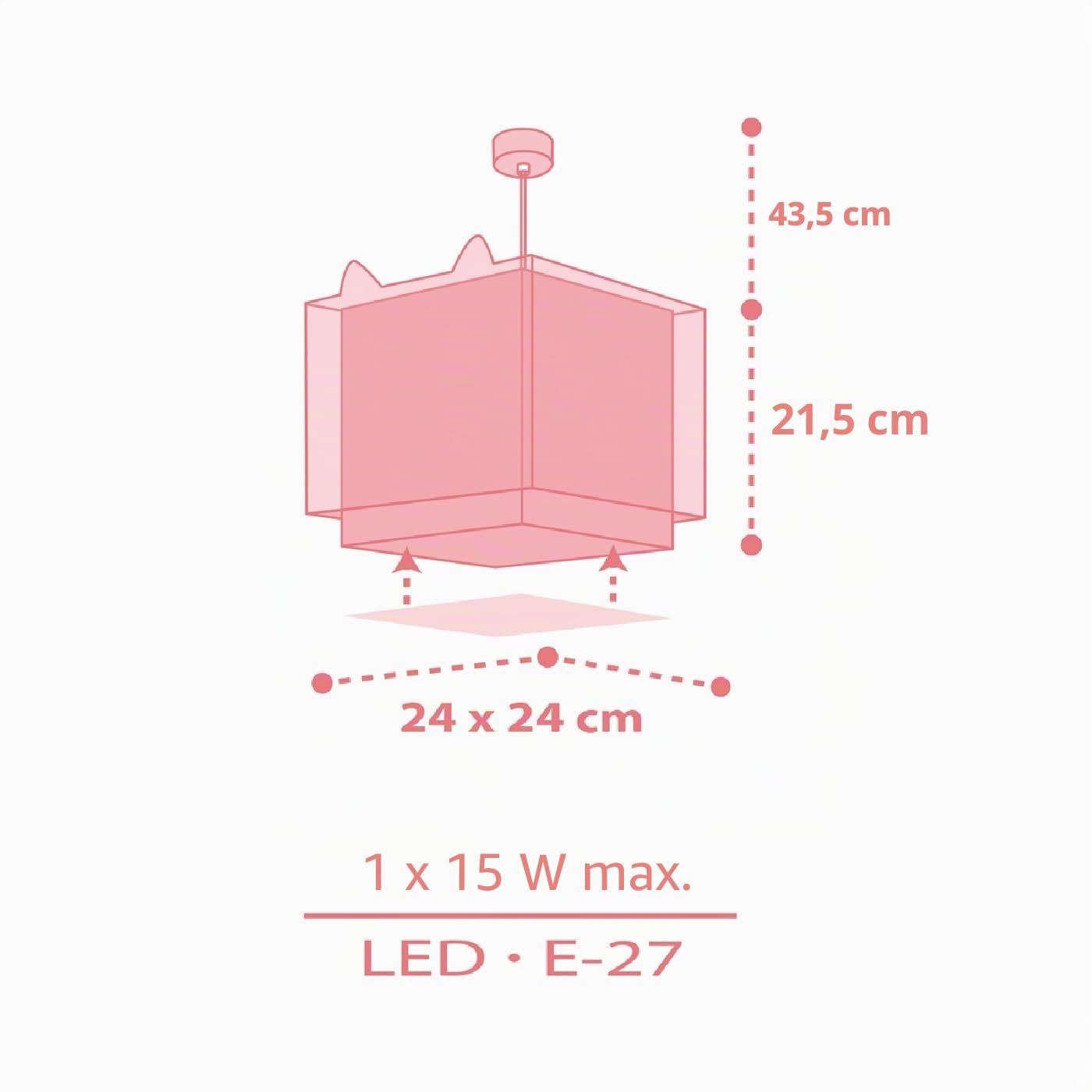 Dalber Lustre Chambre Lampe Suspension Plafonnier Pour Enfants, Little Fox Renard Animaux Rose, 64582M, E27