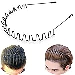 Metal Hair Band for Men Headband Women Bands Unisex Black Wavy Spring Outdoor Sports Headbands Men's Hoop Clips Accessories Simple Elastic Non Slip Head Headwear