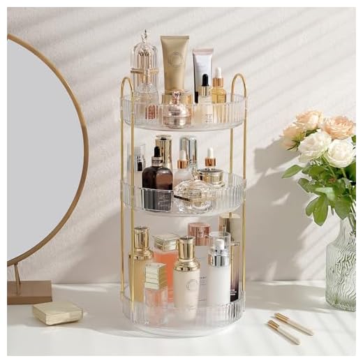 27+ Creative Vanity Organization Ideas You’ll Love 5 Aveniee Rotating Makeup Organizer for Vanity, 3 Tier Perfume Skincare Organizers and Storage for Bathroom Countertop, Clear Spinning Counter Cosmetic Holder for Dresser,White
