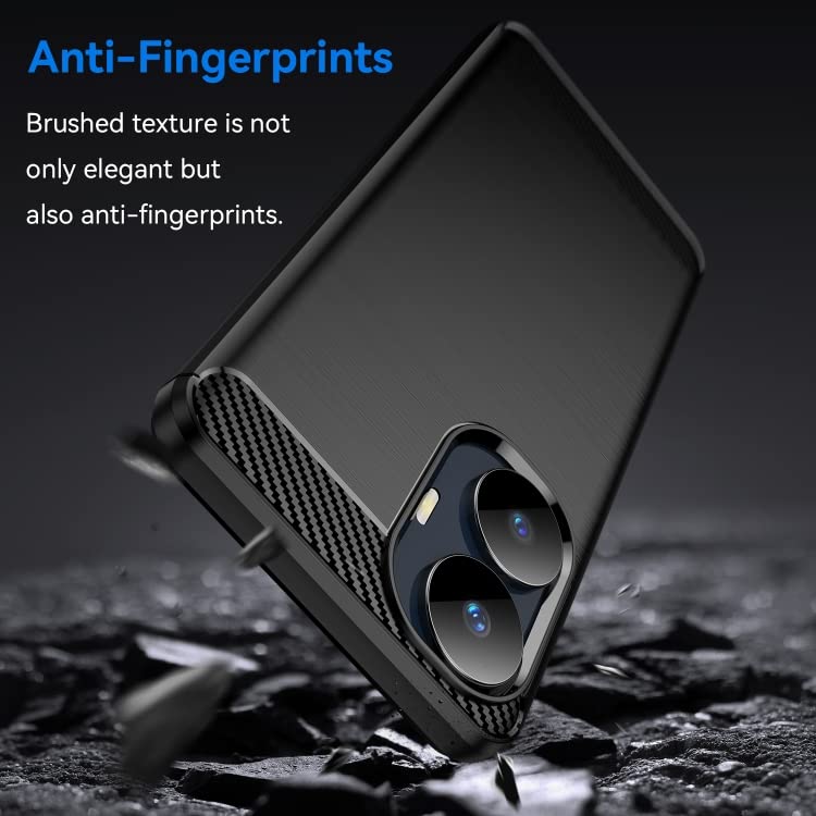 Image of NPRC Hybrid Ultra Slim Protective Case TPU Non-Slip Carbon Fiber Texture Shockproof Case Cover for Realme Narzo N55 - Black