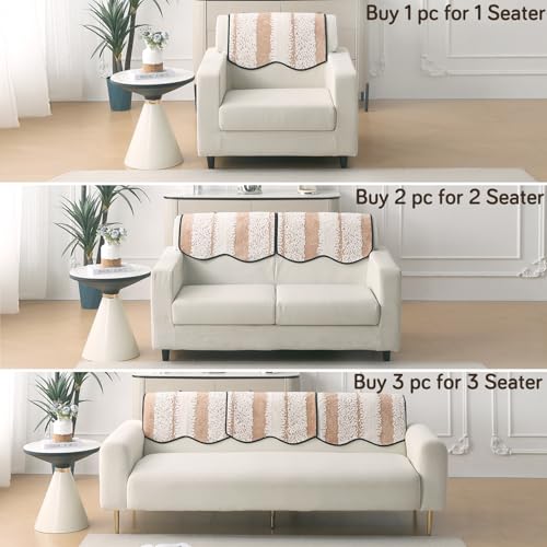 Image of HOKIPO Luxury Wavy Sofa Backrest Cover Mat 55x80 cm | Pack of 1 Anti Slip Backrest Mat, Desert Brown (AR-6218-BR)