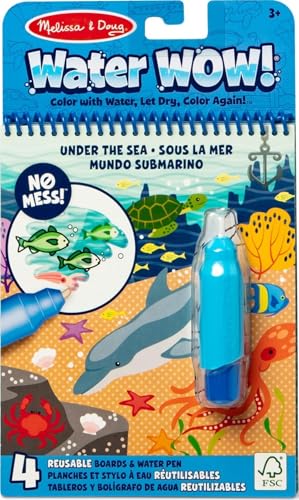 Image of Melissa & Doug On The Go Water Wow! Mess Free Coloring Book, Reusable Water-Reveal Activity Pad, Under The Sea, Travel Toys, Party Favors, for Toddlers & Kids Ages 3+ - FSC Certified