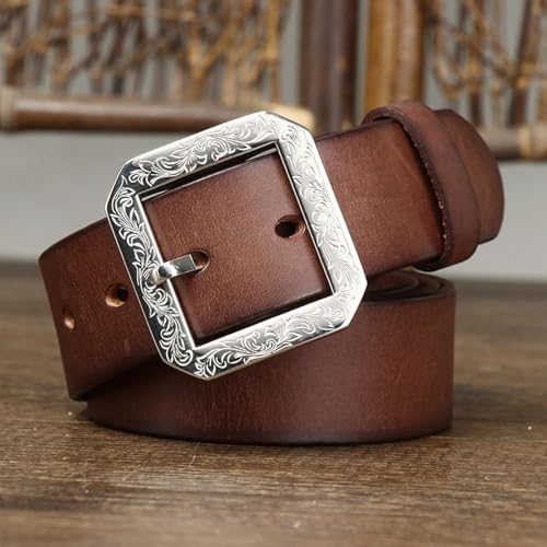 Sress Belts Engraved Western Flower Men Belts with Silver Buckle Belt Men for Dress and Casual Belts Casual Belts3