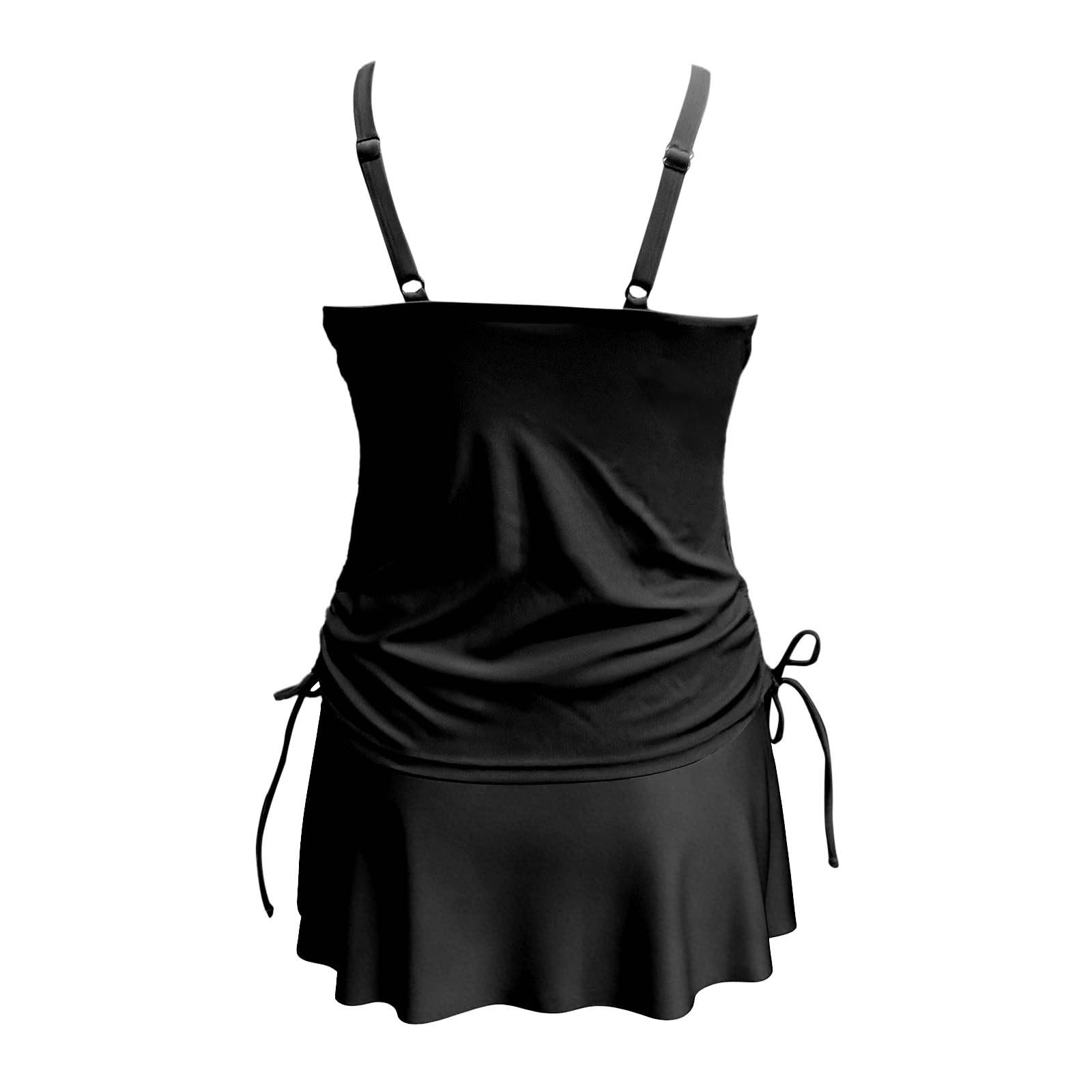 Generisch Maillot de bain tankini sans bretelles avec haut bandeau froncé, maillot de bain deux pièces