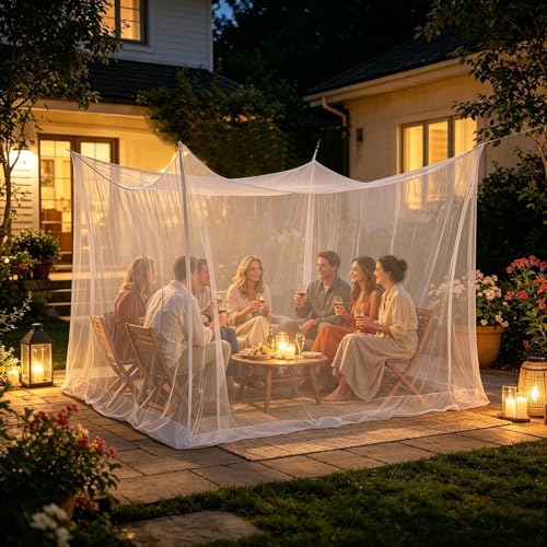 Refugio de camping con pantalla de toldo y red cuadrada para terraza 3x3 3