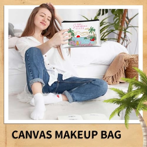4 Pcs Florida Makeup Bag,Florida Souvenirs and Gift,Travel Vacation Cosmetic Zipper Bag for Her,Mom,Sisters,Friends and Teachers4