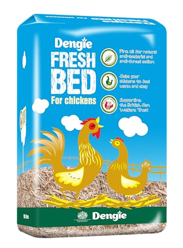 Dengie Fresh Bed for Chickens Great Value 100 Litre Bale - Chopped Dust Extracted Straw Bedding for Poultry - Includes Pine Oil - Compostable Bedding