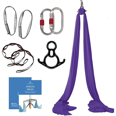 aum active Aerial Silks Starter Kit - Durable 9 Yards of Aerial Yoga Hammock with Hardware & Guide - Aerial Swing for Acrobatic Flying Yoga & All Levels (Aerial Rigging Point Up to 13ft) Cover