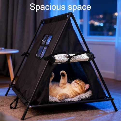 Niche d'extérieur pour chat triangulaire avec rabat de porte coupe-vent - 4
