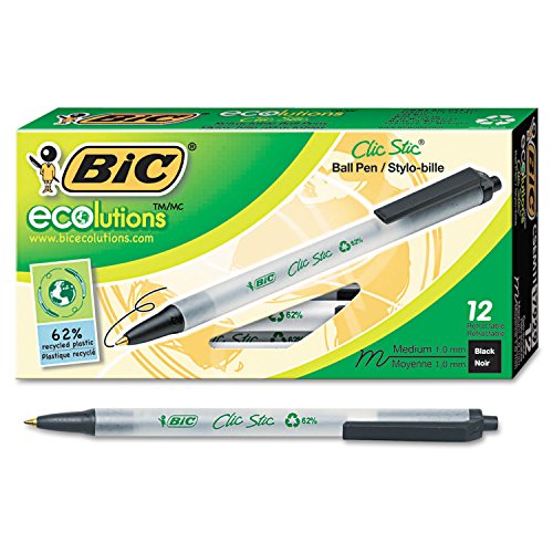 Stylo rétractable BIC noir pointe moyenne pour ne plus perdre vos capuchons au quotidien
