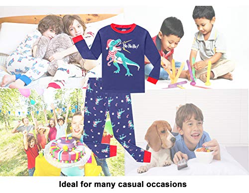 Benaive Boys Christmas Pajamas Kids Xmas Holiday Pjs 100% Cotton, 2-Piece Boys Sleepwear Long Sleeves Set Size 2T - image 7