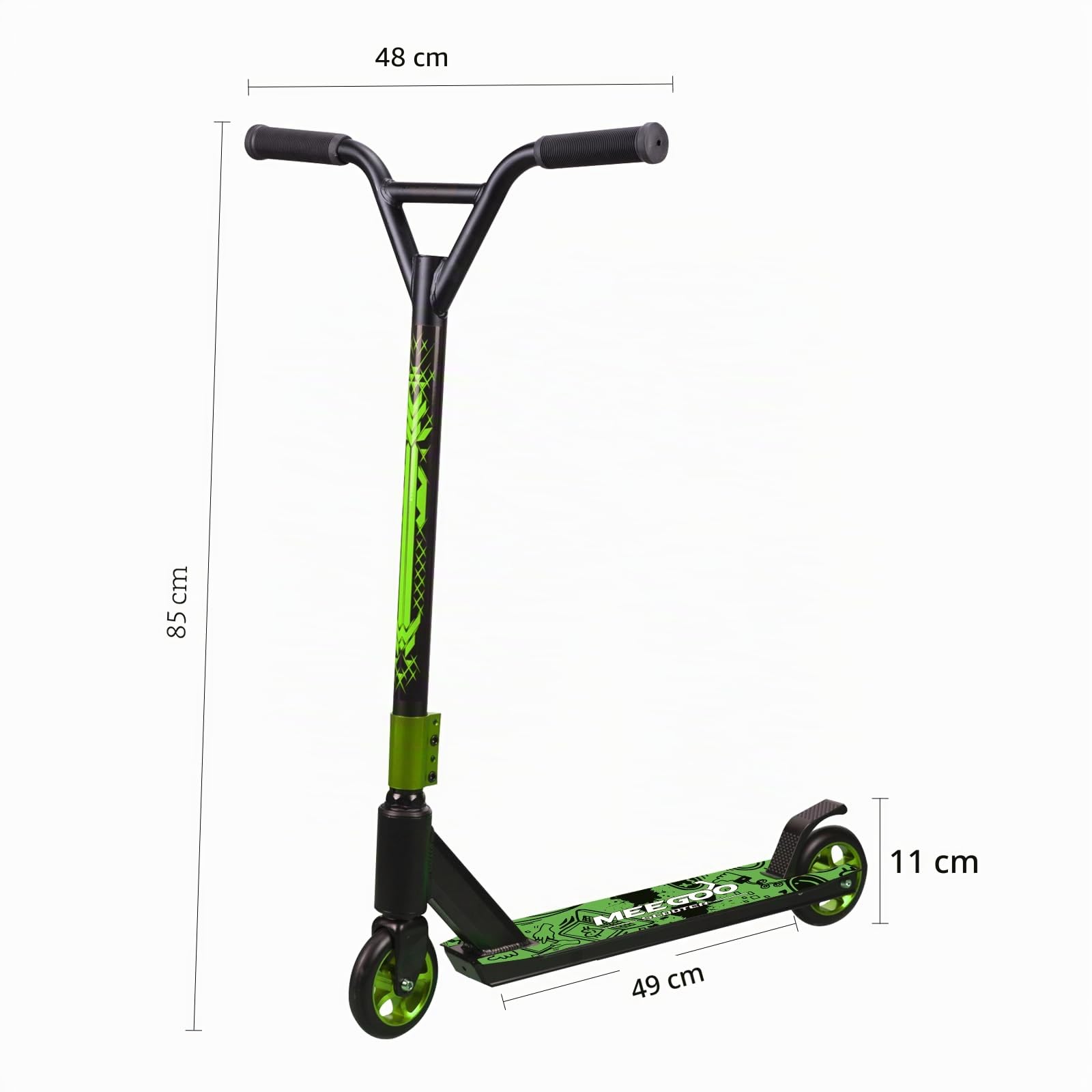 MEE GOO Pro Freestyle Trottinette freestyle avec roulement à billes ABEC-10 en alliage léger avec roue en alliage d'aluminium, cadre jusqu'à 100 kg pour avancés et débutants, skatepark