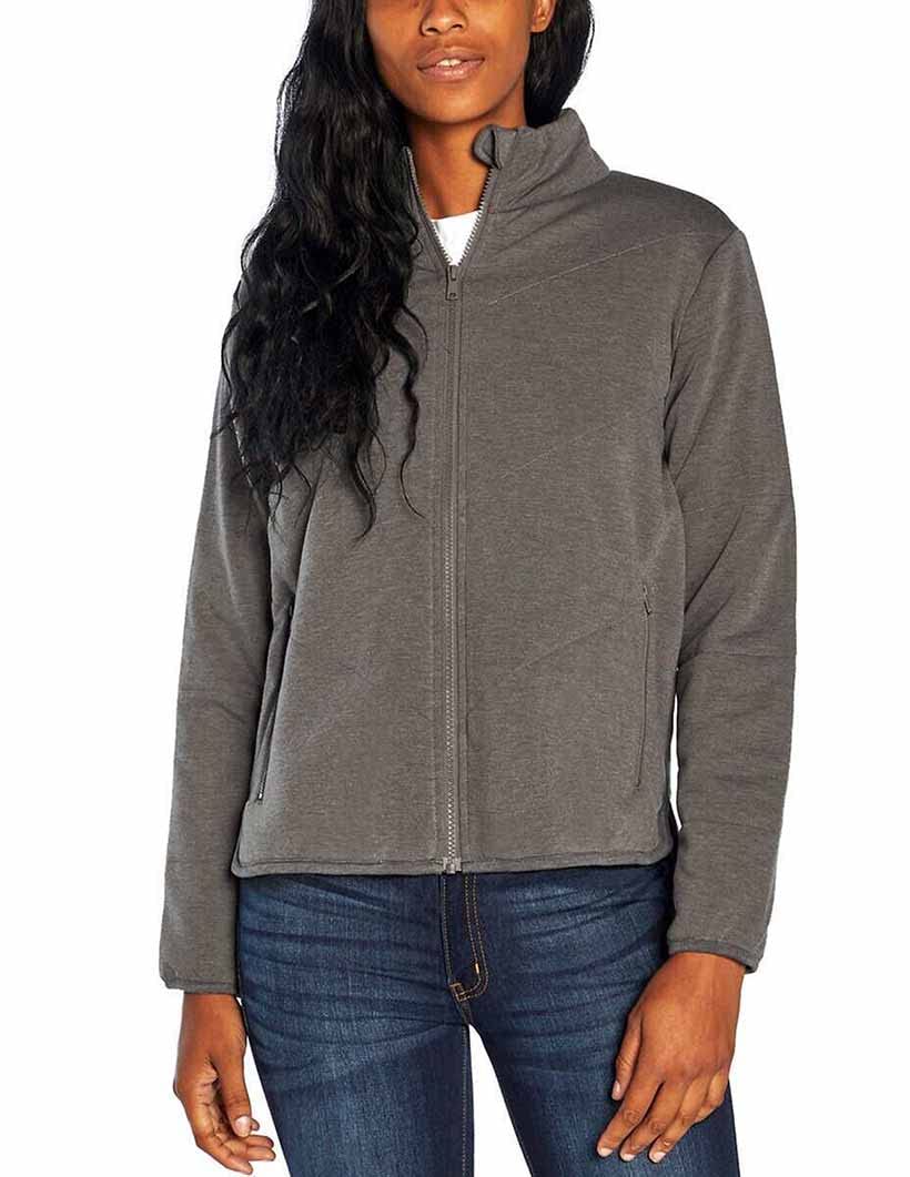 Three DotsWomen's Size M Quilted Step Hem Knit Jacket Gray