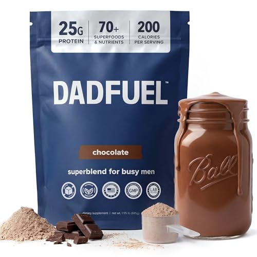 DADFUEL All-in-One Meal Replacement Shake for Men | 25g Whey Protein Isolate + 70+ Superfoods & Nutrients | Non-GMO Gluten-Free No Added Sugar | Smooth Taste Easy Mix | 15 Servings