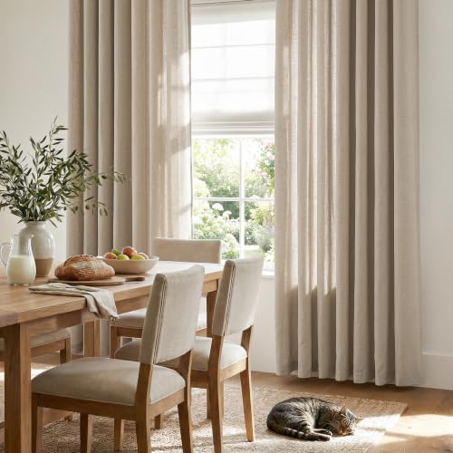 Image of jinchan Linen Curtain Room Divider 100 inch W x 96 inch L Grommet 1 Panel Set Taupe