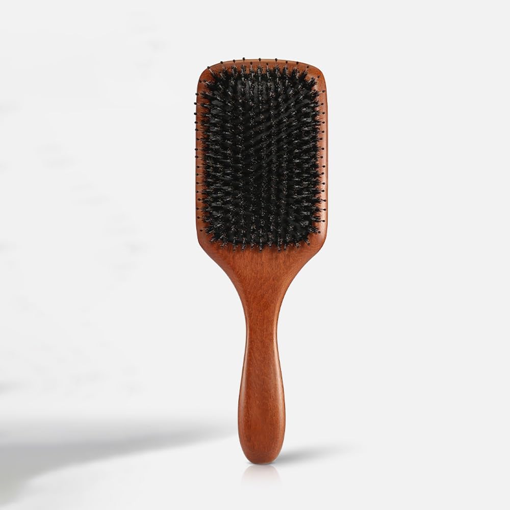 Cepillo for el cabello, cepillo de cerdas de jabalí for mujeres y hombres, cepillo de cerdas naturales suaves for cabello fino y fino, restaura el brillo y la textura