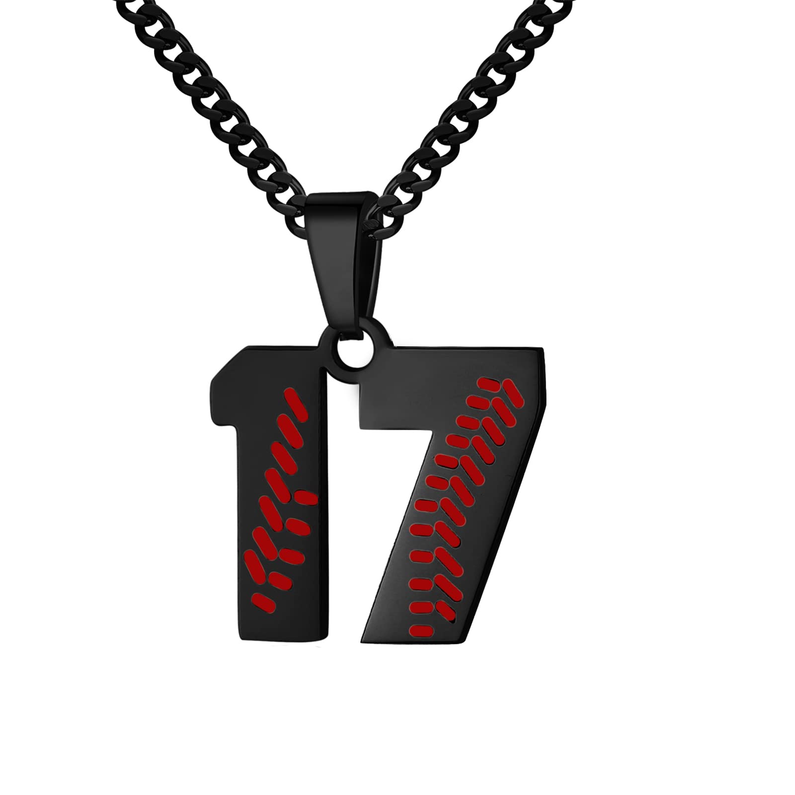 Hatti Doris Baseball Number Necklace for Men 00-99 - Jersey Number Necklace with Stainless Steel Gold Plated Chain & Baseball Charm Pendant