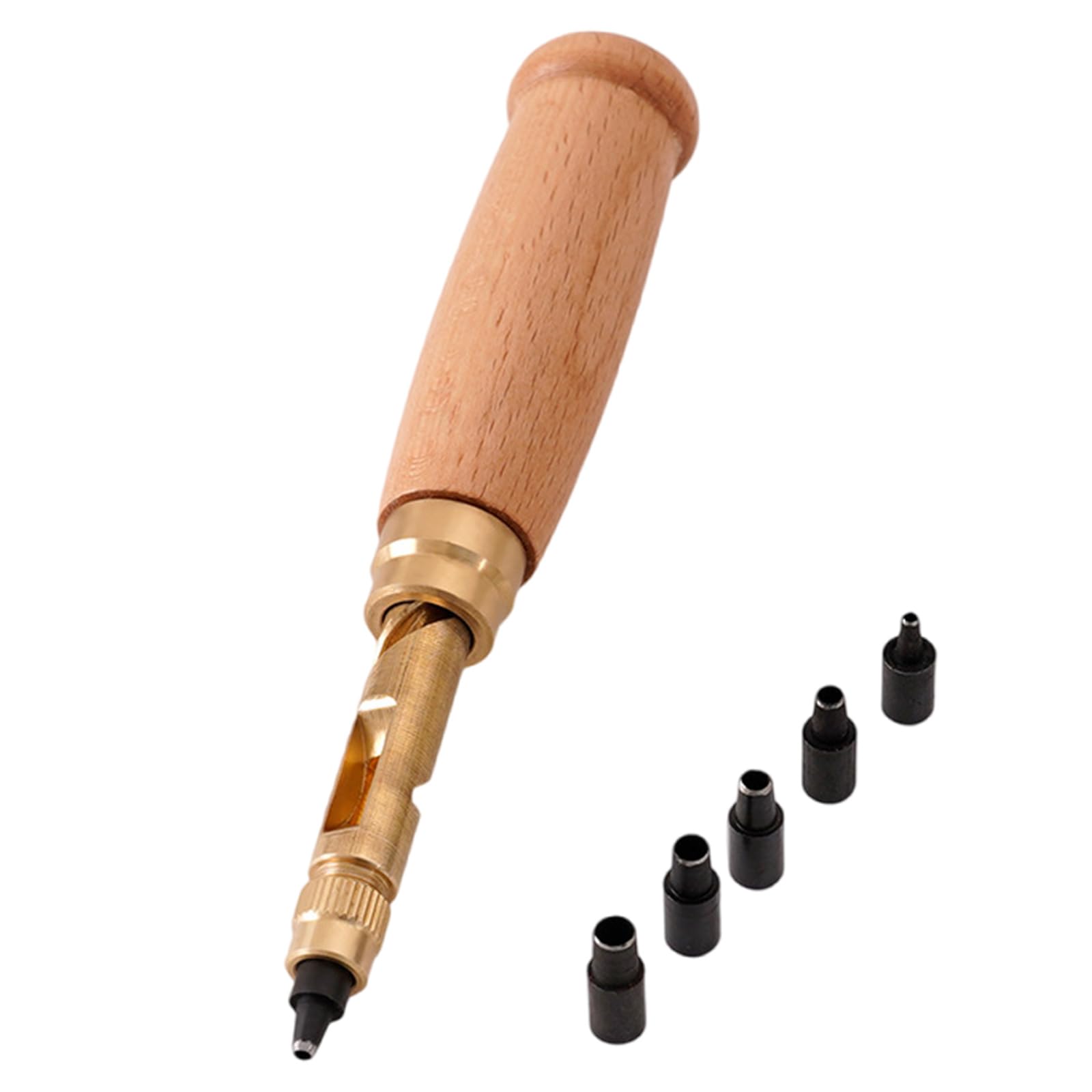 Jazuaiao Multifunctional Leather Hole Puncher Tool Screw Hole Puncher 6 Tips Sizes 1.5mm 2mm 2.5mm 3mm 3.5m 4mm Craft Punches