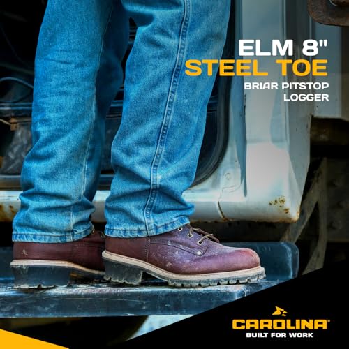 Carolina Elm 8” Steel Toe Logger Work Boots for Men - Rugged Leather Upper with Comfort Footbed, Oil & Slip-Resisting Rubber Lug Outsole, EH Rated2