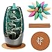 NewEGG Ceramic Backflow Incense Burner Waterfall Incense Holder Home Decor Aromatherapy Ornament with 10 Cones Incense