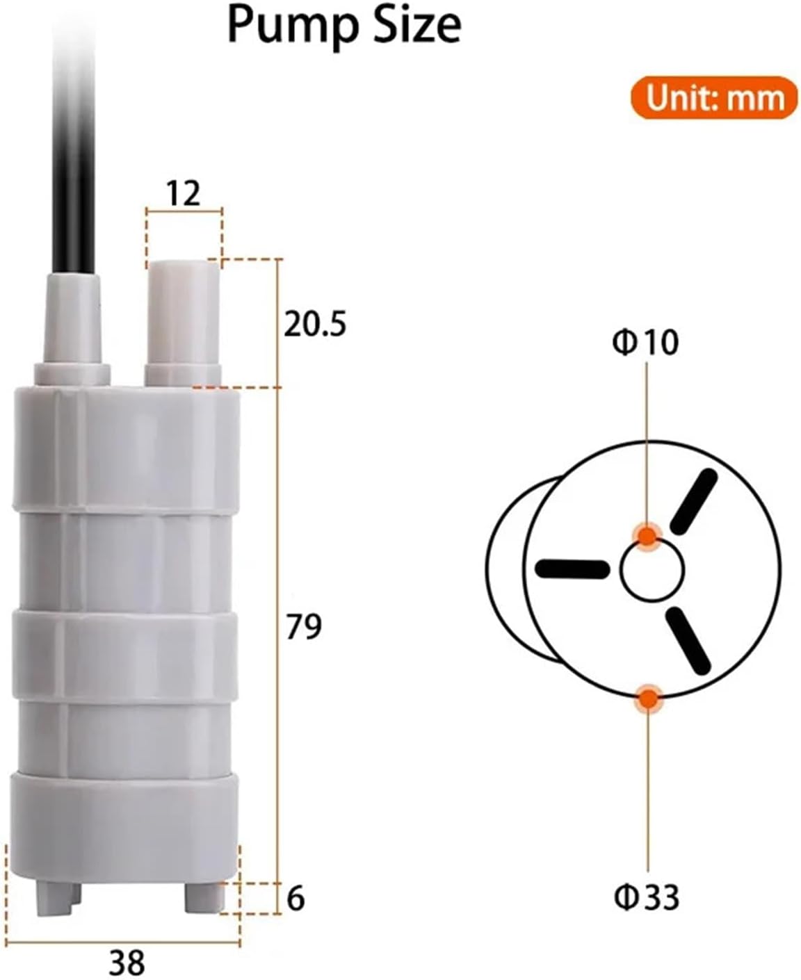 600L/H DC 12V Submersible Water Pump High Flow Three-wire Water Pump For Motorhome Camper Pond Aquarium