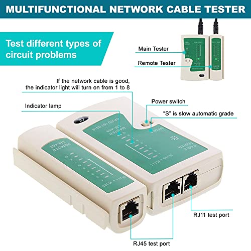 18 v 1 síť nářadí na opravu profesionální sítě sada nářadí LAN kabel tester pro RJ45, RJ11, RJ12 síťový tester kabelů sada se 17 přípojkami a 2M síťovým kabelem