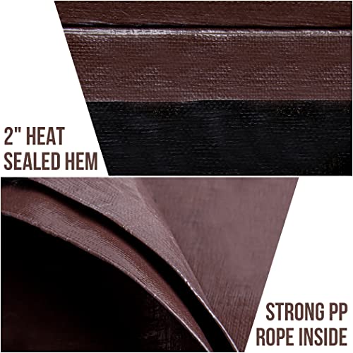 Image of CARTMAN 30x40Ft Heavy Duty Waterproof Poly Tarp Cover 12 Mil, Brown /Black