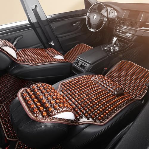 Coussin de siège de massage en perles de bois jaune pour auto - 4