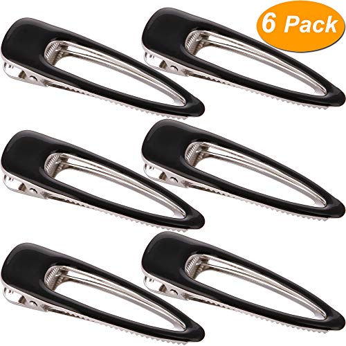 LONEEDY 6 Pack Hair Barrettes for Women Thick Hair, Metal Hair Pins for Hair Care, Beautiful Silver Hair Clips for Girls (Black)