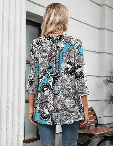 Image of Zeagoo Womens 3 /4 Length Sleeve Tops V Neck Tunic Dressy Casual Blouse