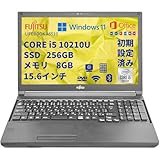 【整備済み品】FUJI TSU ノートパソコン／15.6型／第10世代 Core i5／A5510／メモリ 8GB／SSD 256GB／Windows 11 Pro／MS Office 2019／USB 3.0／Type-C／無線WIFI／HDMI／DVDドライブ／テンキー