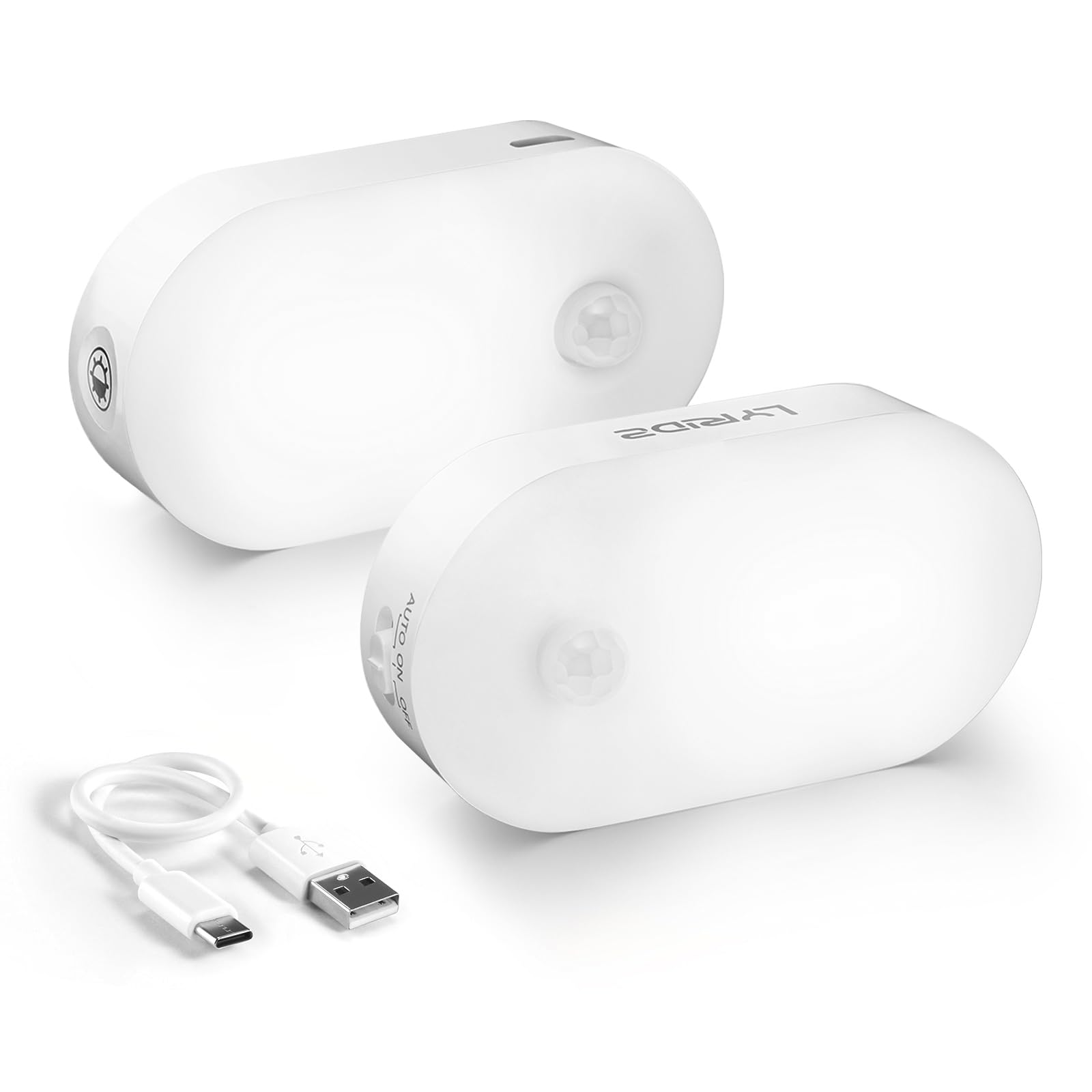 Lyridz Nachtlicht mit Bewegungsmelder, Kaltes Licht LED-Nachtlicht Dimmbar,Selbsthaftende Schrankbeleuchtung Orientierungslicht für Kinderzimmer,Schlafzimmer,Badezimmer,Küche,Flur(2Stück)