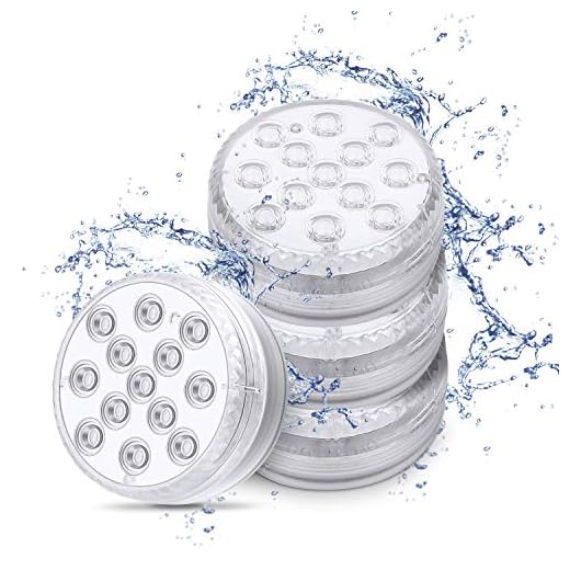 Magicfun 4 Pack Submersible LED Lights with Remote, Waterproof Underwater Lights Battery Operated 16 Color Changing Lamp with Suction Cups for Pool Party Vase Pond Fountain Aquarium Shower Decor